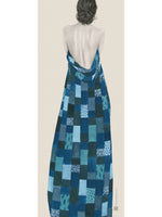 Load image into Gallery viewer, Patchwork blue illustration
