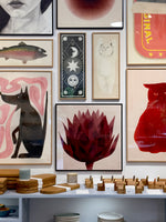 Load image into Gallery viewer, Gallery wall display of colourful art prints and framed illustrations.
